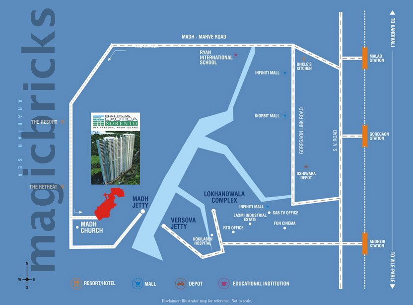 Projects In Map Raheja Exotica Sorento Location Map | Direction | Address - Madh, Mumbai