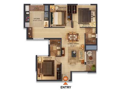 942 sq ft 2 BHK Floor Plan Image - Navins Housing Septem Available for sale  