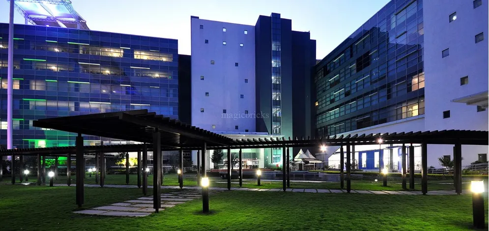 A photograph of Salarpuria softzone during night time.
