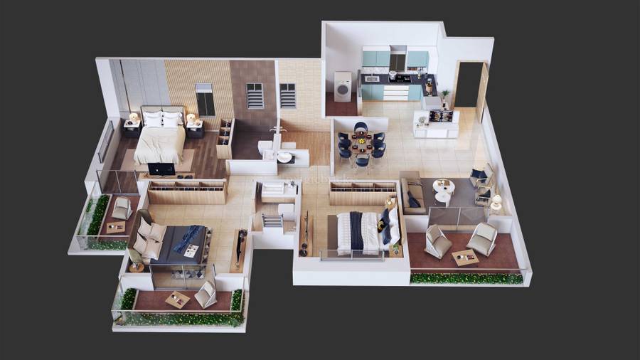 3 BHK Flat/Apartment for Sale in Mahaganesh Colony, Pune - 1382 Sq-ft